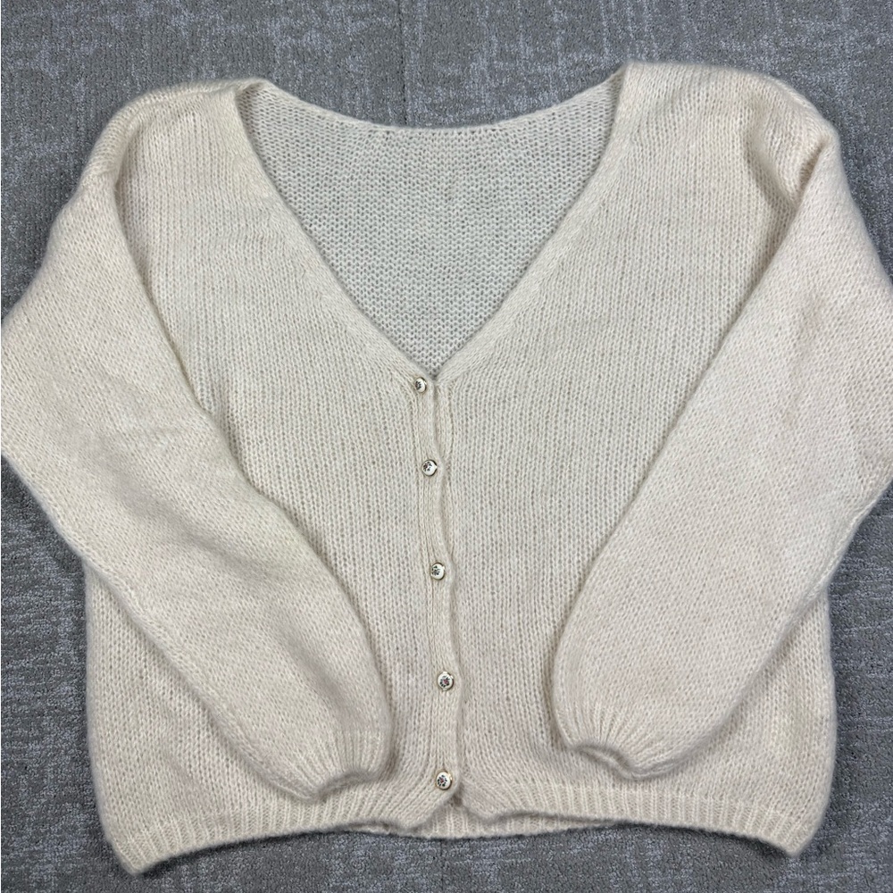 Ycoo Paris Made in Italy Mohair Wool Blend Cardigan Sweater TU